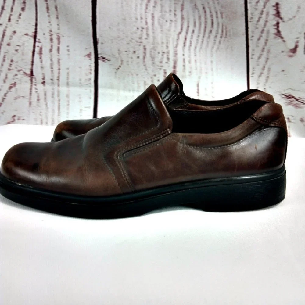 Ecco Shock Point Brown Slip On Loafer Dress Shoes US 9-9.5 EU 43
